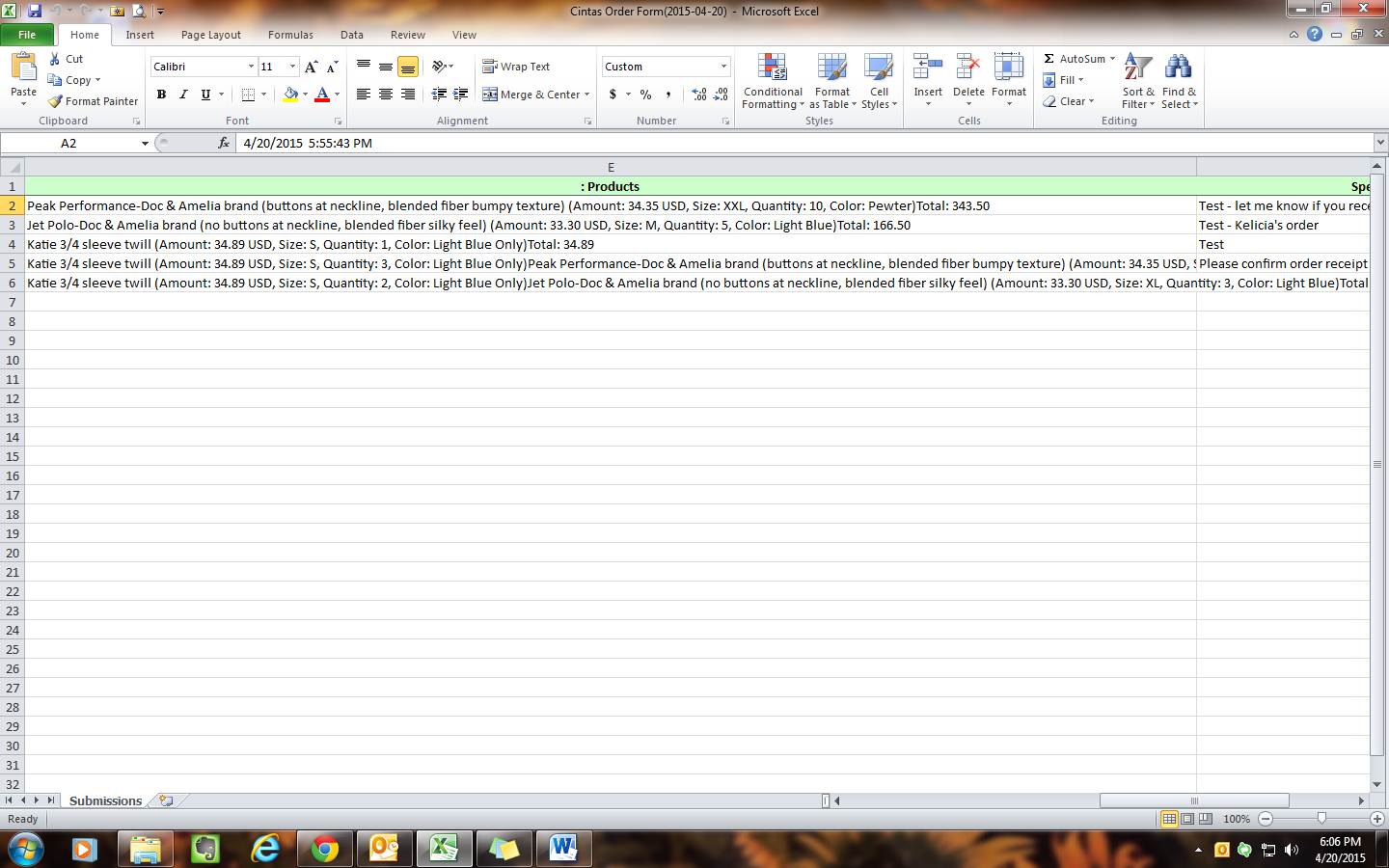 Output when using Purchase Order Tool is consolidated into one column only